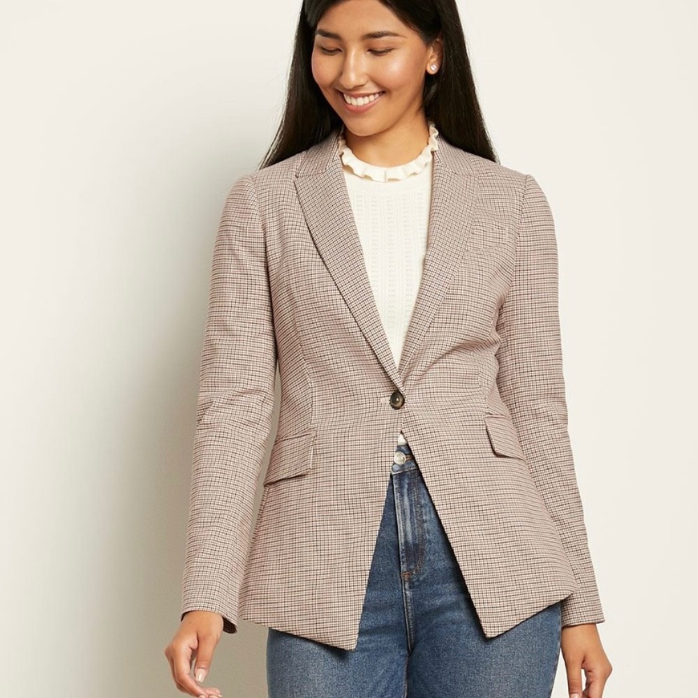 Pink Check Fitted Blazer